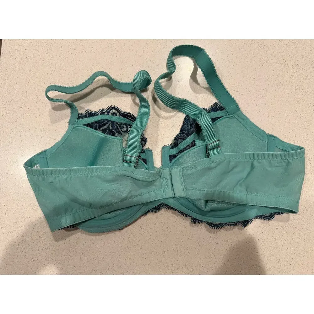 SOMA Lightly llined Lace Balconette Bra in Teal and Blue‎ 38C